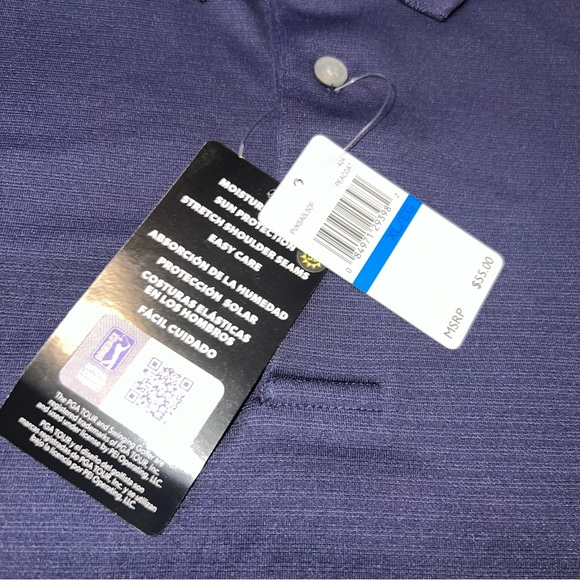 PGA Tour Navy Golf Polo Performance Moisture Wicking Quick Dry Men XL NWT - Picture 7 of 8